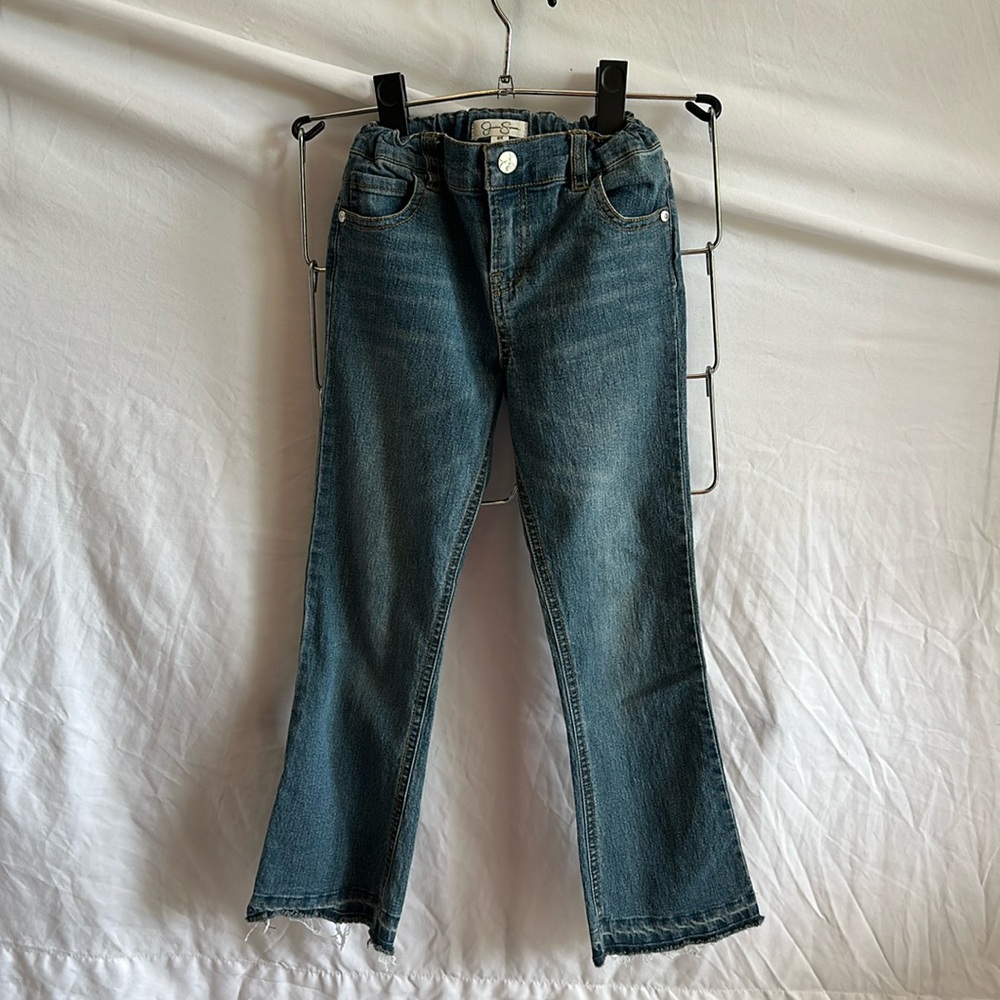 Girls Jessica Simpson jeans adjustable waist and fringe bottoms size 6X